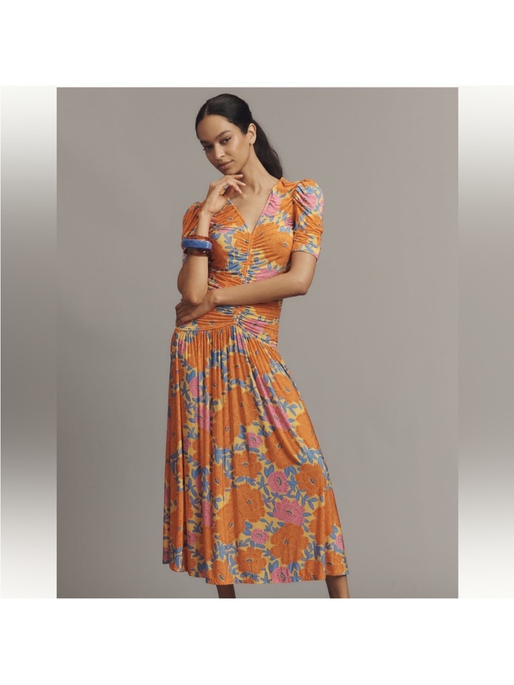 nwot Farm Rio ruched maxi dress